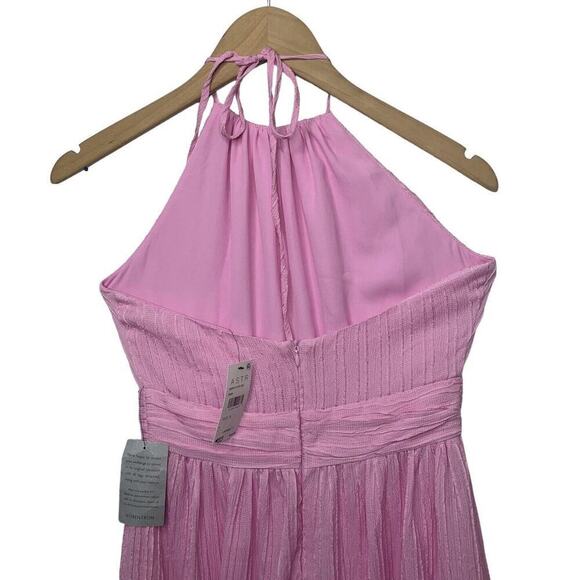 ASTR The Label Pink Tiered Gauze Halter Dress Womens Size Small NWT $138 - Picture 9 of 10